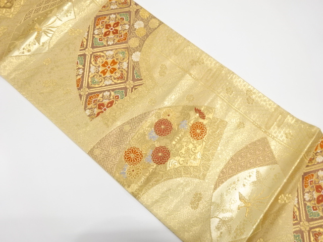 地紙に菊唐草・華文模様織出し袋帯